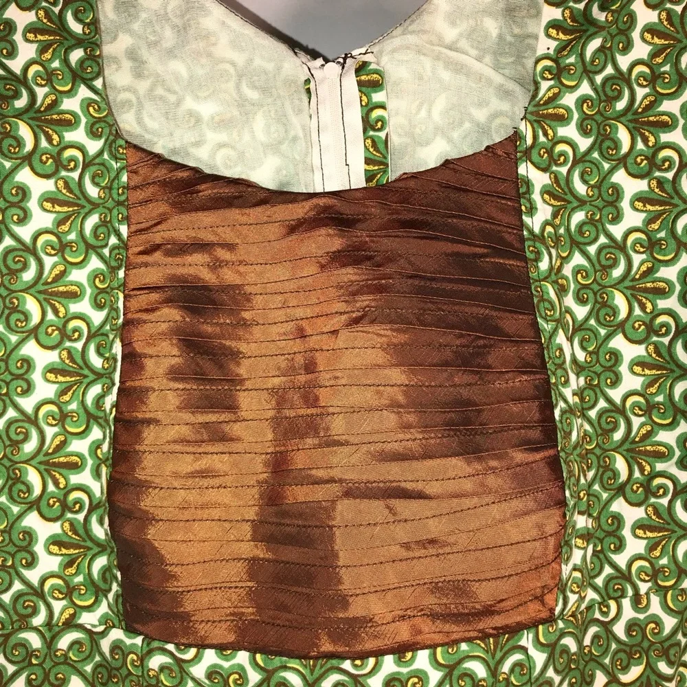 Pretty Boho Green & Copper Top, Size L
